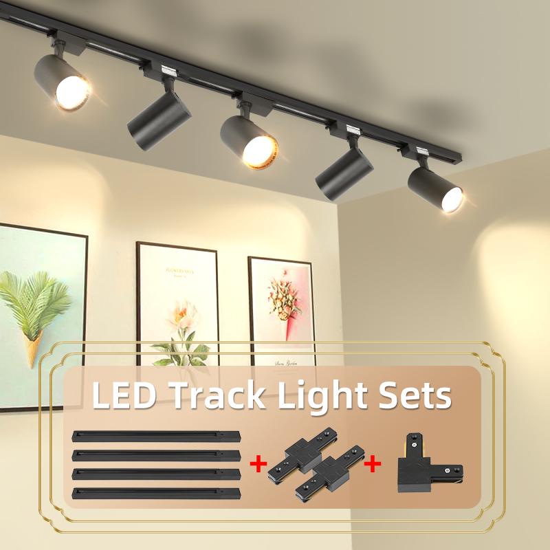 Spot Led Track Light 220V Ceiling Light COB Spotlight Rail Lamp Fixture for Living Room Clothing Store Full Set Track Lighting