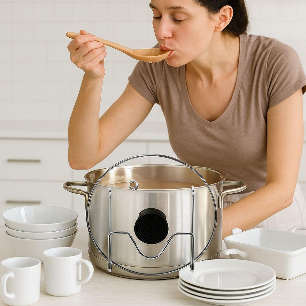 2pcs Stainless Steel Pot Lid Holder Anti-Tip Space-Saving Lid Storage Stand Non-Slip Pot Cover Rack Kitchen Tools