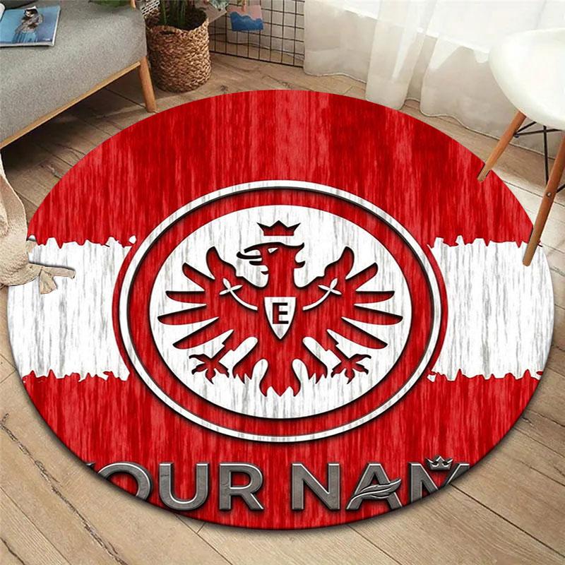 Eintracht Frankfurt Custom Name Round Area Rug,Carpet Rug for Living Room Bedroom Sofa Playroom Decor,Non-slip Floor Mat