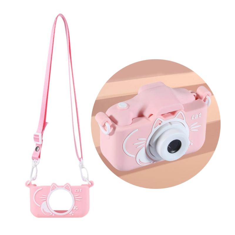 Kids Camera Bag Mini Silicone Cartoon Camera Protective Cover with Adjustable Lanyard Soft Silicone Camera Protector