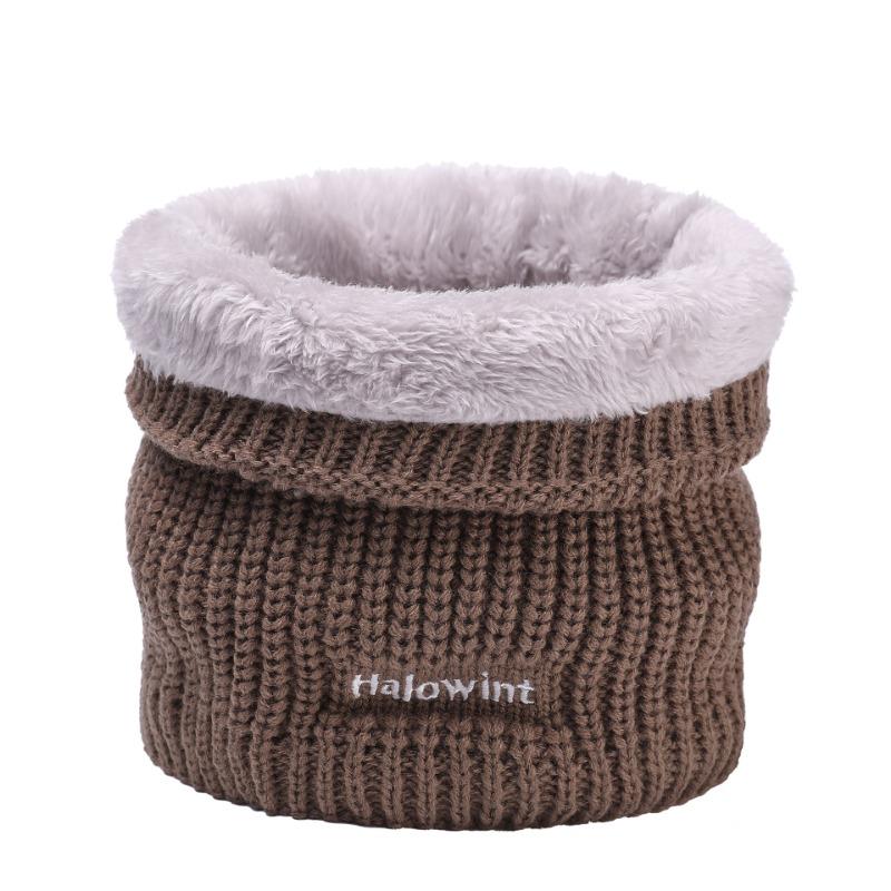 Winter outdoor knitted terry scarf pullover couple velvet solid color embroidery warm scarf women