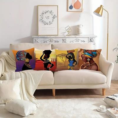 1pc Throw Pillow Cover Indoor OutdoorWashable Traditional African Style Pillowcase, Home Decor,Bed Sofa Chair Cushion Covers