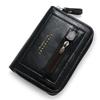 Men RFID Blocking Credit Card Holder Wallet, Genuine Leather Zipper Card Case, Accordion Card Organizer Coin Purse