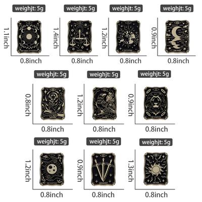 Black Tarot Enamel Pins Custom Sun Moon Stars Dark Witch Brooches Lapel Badges Punk Gothic Jewelry Gift for Friends