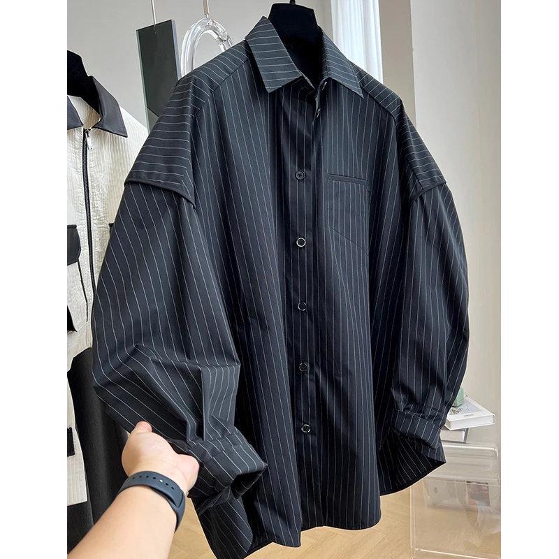 2026 Korean-Style Chic Striped Plus Size Loose Long Sleeve Women s Shirt L