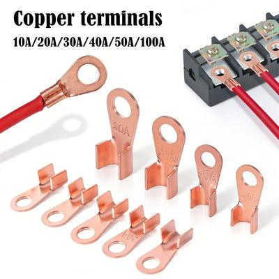 20pcs Coppers Crimp Terminals Kit, OT 10A-100A Open Barrel Lugs ,Crimp Open Mouth Cable Crimp Terminals