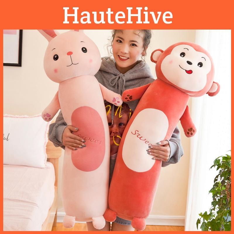 Animal Cylinder Plush Toys Lion Frog Monkey Rabbit Stuffed Dolls Decor Home