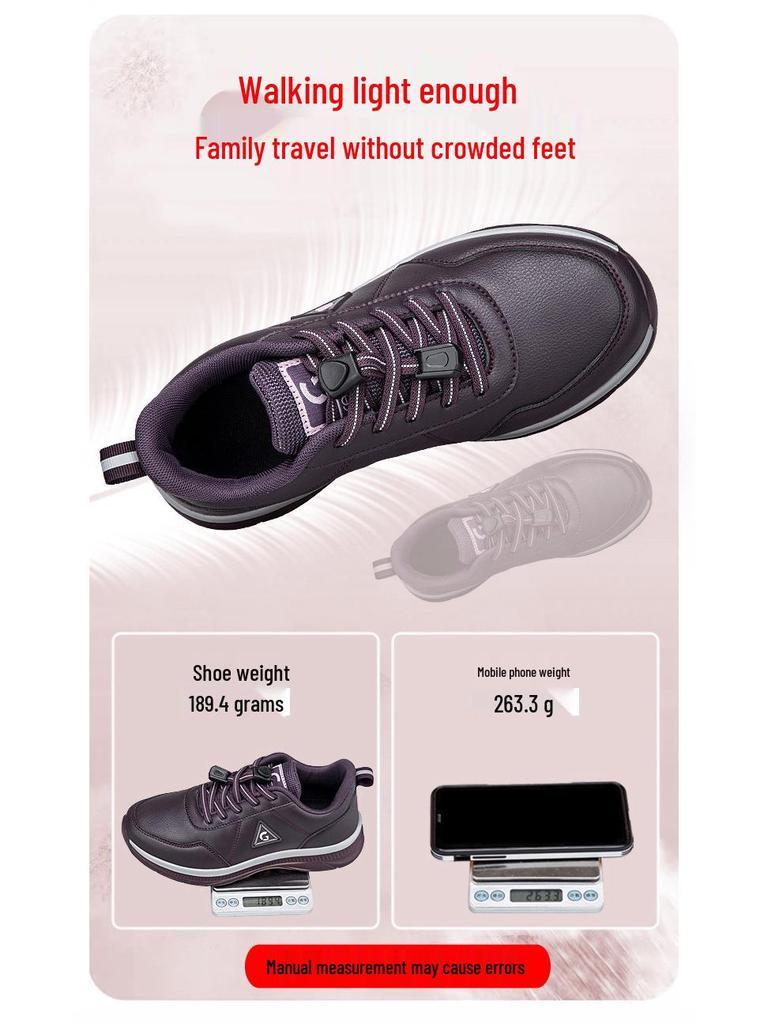 2025 Women's Genuine Leather Waterproof Non-Slip Casual Shoes for Middle-Aged & Elderly