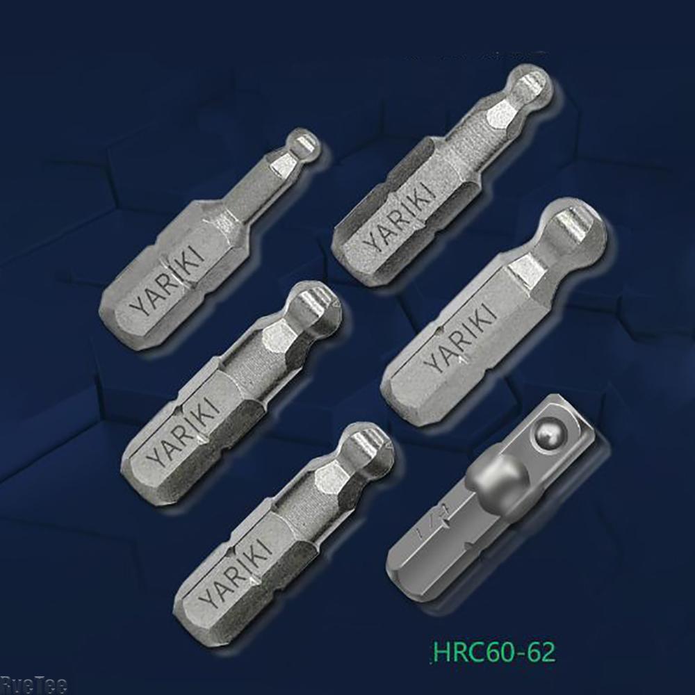 3Pcs Magnetic 1/4 Inch Ball Screwdriver Bits Auto Repair Tools 25mm Length Screwdriver Head 3mm 4mm 5mm 6mm