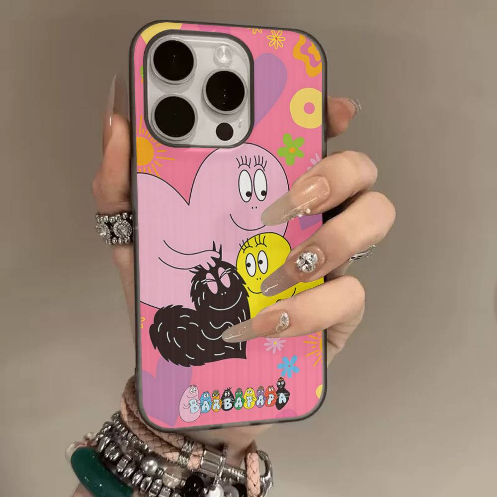 Cartoon Barbapapa Phone Case For IPhone 17 16 15 14 13 12 11 Corrugated Frosted Soft Cover Anti-Slip