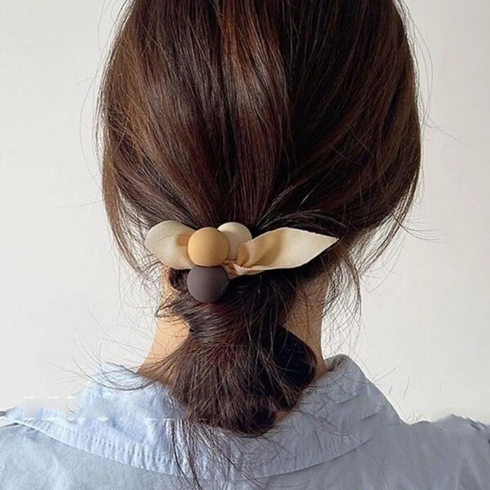 Women s Ponytail Bun Hair Ribbon Pom-pom Long Hair Tie 3-Piece Set Hair Tie Hair Tie Elastic Band Strong
