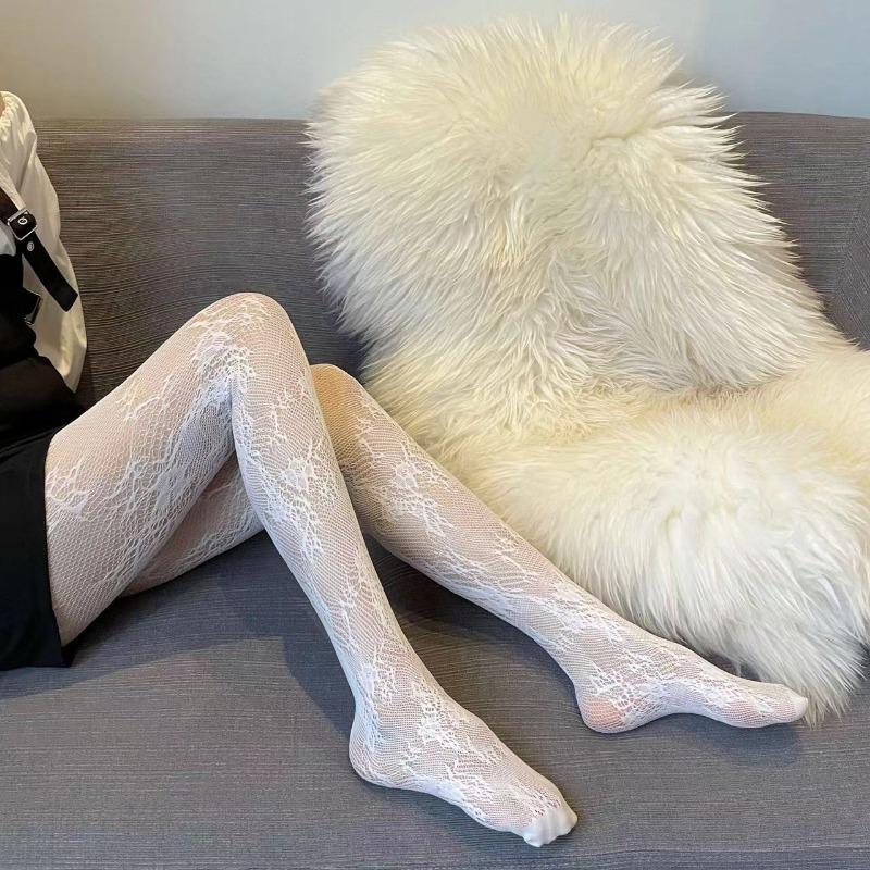 Sexy Hollowed Lace Mesh Stockings Bottomed Pantyhose Classic Lolita Fishnet  Women Netting Gothic Punk Retro Spider Web Tights