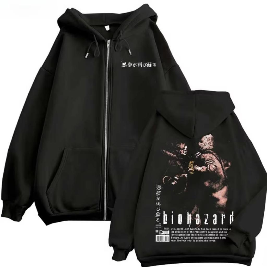 Resident Evil Game Theme Zipper Hoodie Retro Street Style Men's and Women's Zipper Hoodie Street Fashion