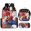 New Super Mario Trend Backpack Retro Mario Schoolbag 3-Piece Set with Pencil Case