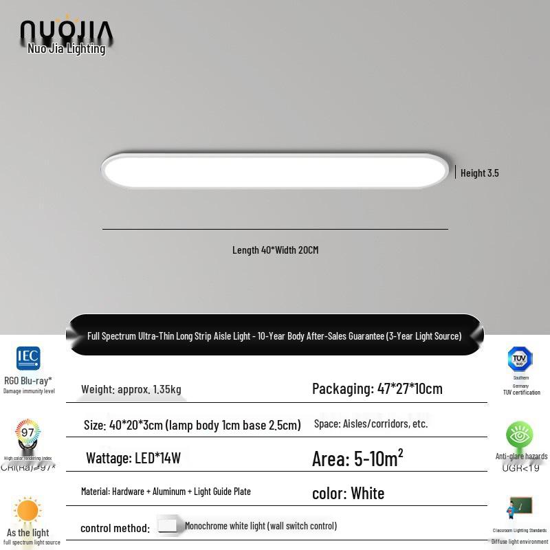 

Puri Full Spectrum Ultra-Thin High CRI Ceiling Light for Hallway, Balcony, or Walk-in Closet.