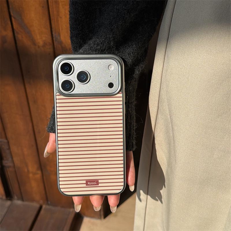 

Silver Edge Dripping Glue Contrast Stripes Phone Case for iPhone 14/13, Apple 17/16/15 PROMAX - Drop Protection iPhone 13