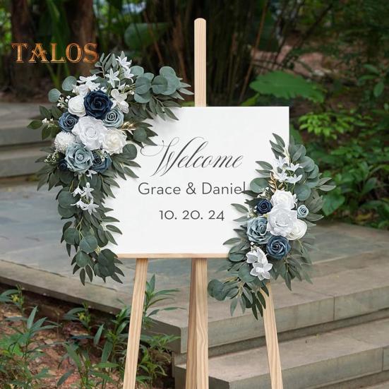 2 Stück Künstliche Blumen Swag Faux Blumen Rose Swag Blumengirlande für Zeremonien Zeichen Hintergrund Hochzeit Bogen Treppengeländer Dekor