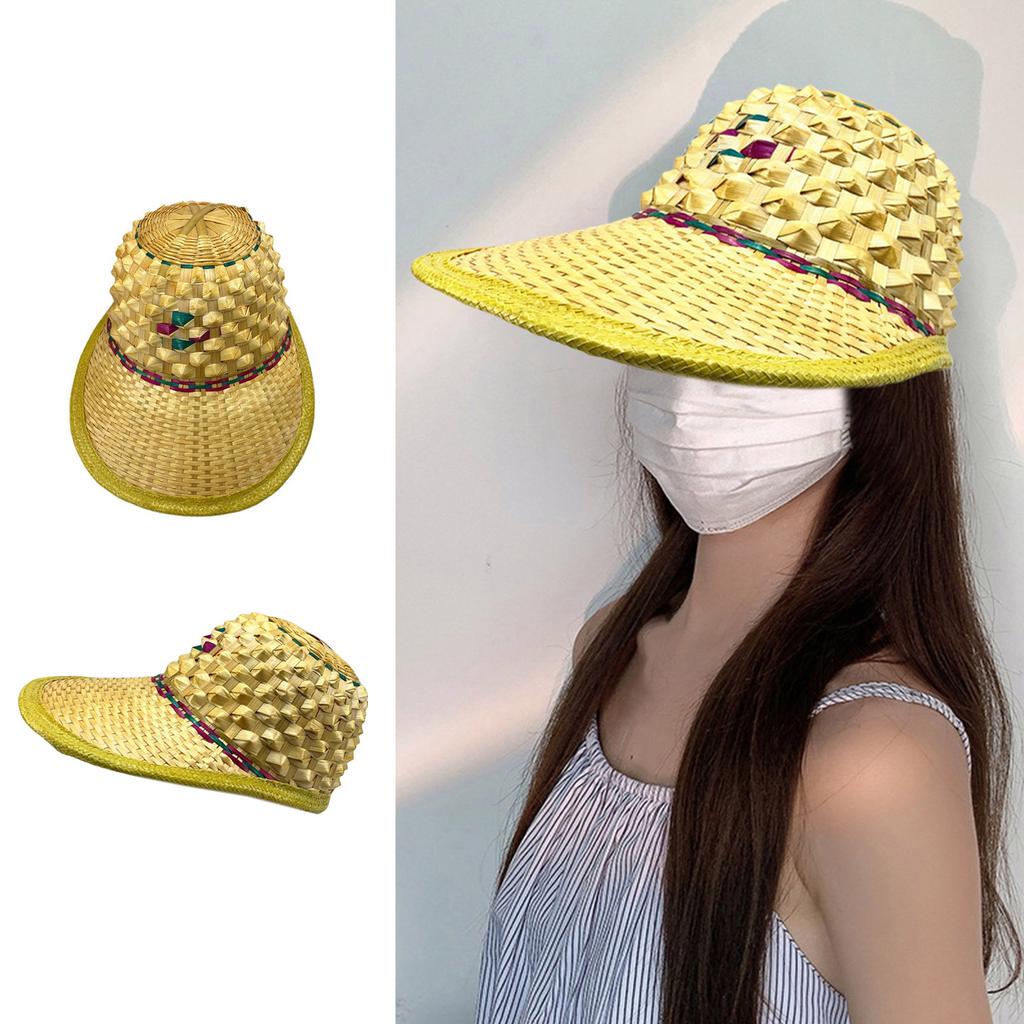 Bamboo Woven Safety Hat Construction Helmet Beanie Rattan Hat Fishing Hat for Men Fishing Gardening