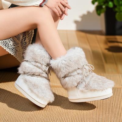 Ruffian Young Internet Celebrities with the Same 2025 Winter European and American Fashion Space Boots Hairy Moon Sneakers Snow Boots 