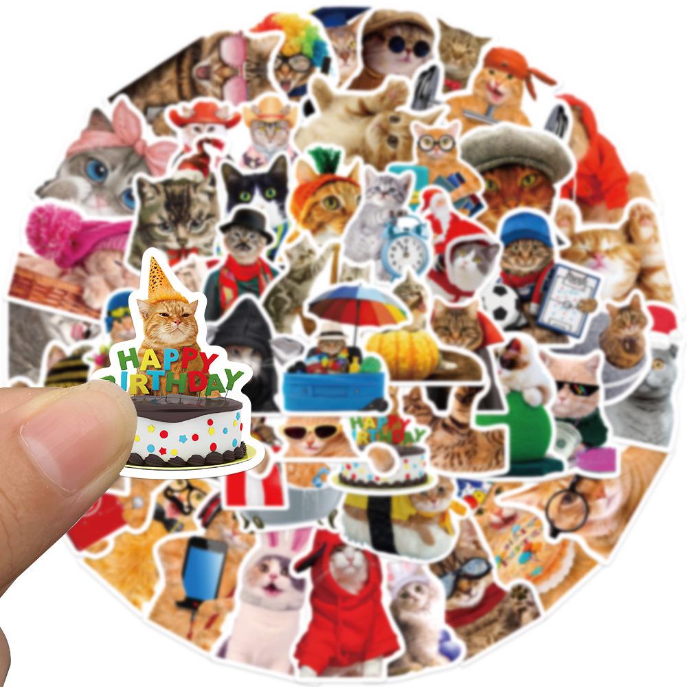 50 Cat & Dog Emoji Stickers: Waterproof for Suitcases, Water Bottles, Guitars