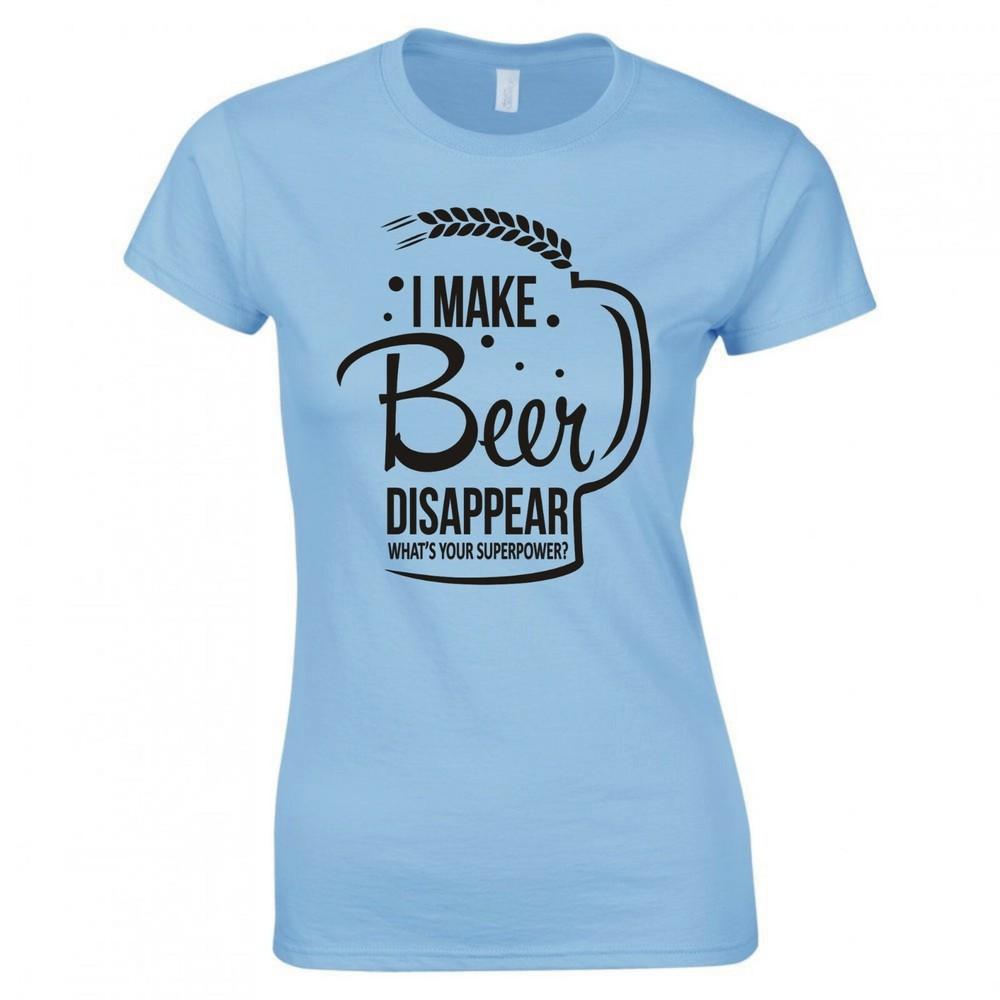 Funny Drinks I Make Beer Disappear Whats Your Superpower Skinny Fit TShirt S
