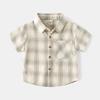 Summer Boys' Short-Sleeved Plaid Shirt, Baby Boy Polo Shirt, Half-Sleeved Collared Top, Pure Cotton Kidsren's Shirt, Kidsren's Clothing