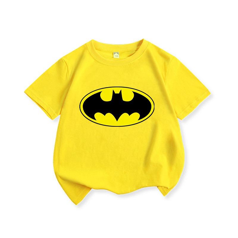 Summer Candy Colored Children's T-shirt New Batman Superman Pure Cotton Cartoon Printed Parent-child Casual Fashion T-shirt