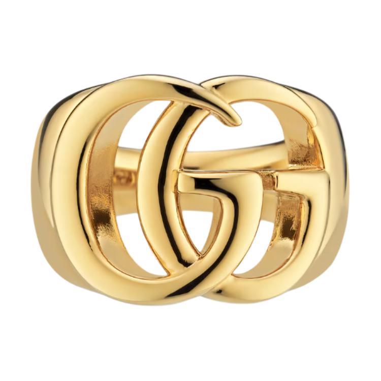 Gucci GG Marmont Double G Logo Classic Quilted Fashion Jewelry Shiny Brass Ring Women jewelry Gold 864913-I4600-0912