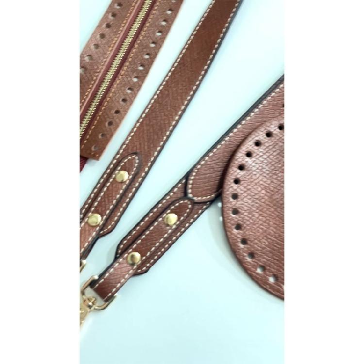 Leather Bag Making Kits DIY Leather Bag Knitting Set Shoulder Strap Top Zipper Lock for Crochet Handbag Shoulder Bags