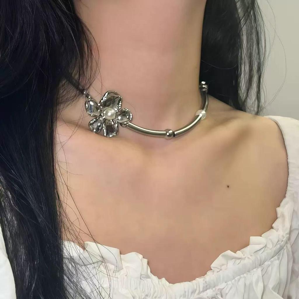 Y2K Spicy Girl Dark Star Leather Choker Necklace - Pure Desire Clavicle Chain