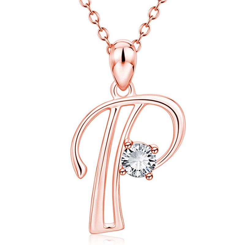 Colier pandantiv elegant cu diamante cu 26 de litere pentru femei