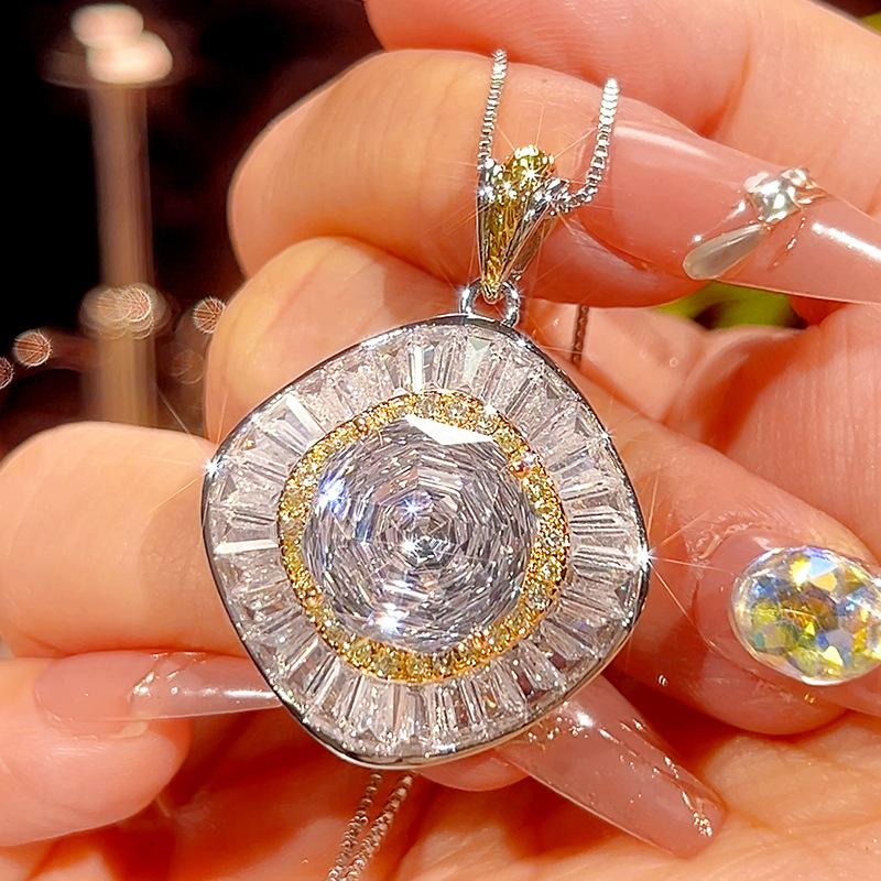 Herbst- und Winterschmuck Kupferboden Vergoldet Rosenschliff Weißer Diamant Temperament Leichter Luxusanzug Frauen 14-10Mm
