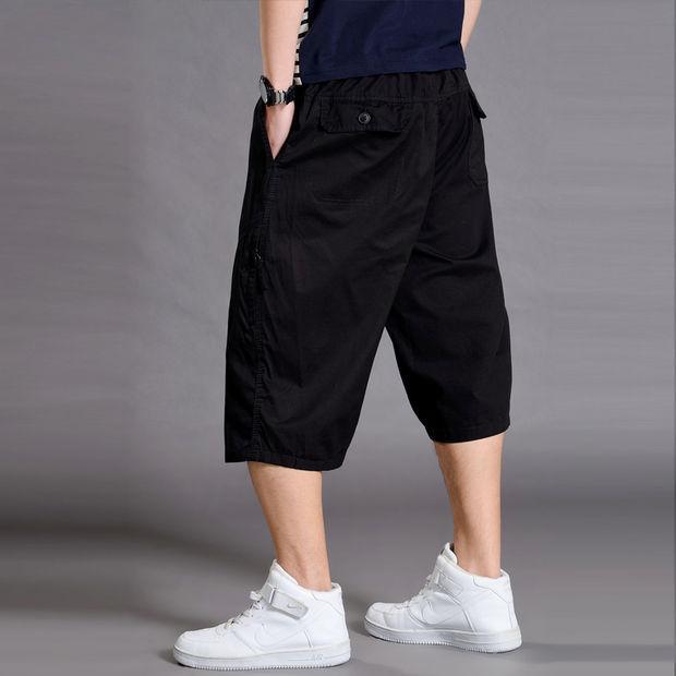 Summer Men Cotton Thin Casual Shorts Man Elastic Waist Loose Jogger Cargo Shorts Pants Quality Male Straight Pants M