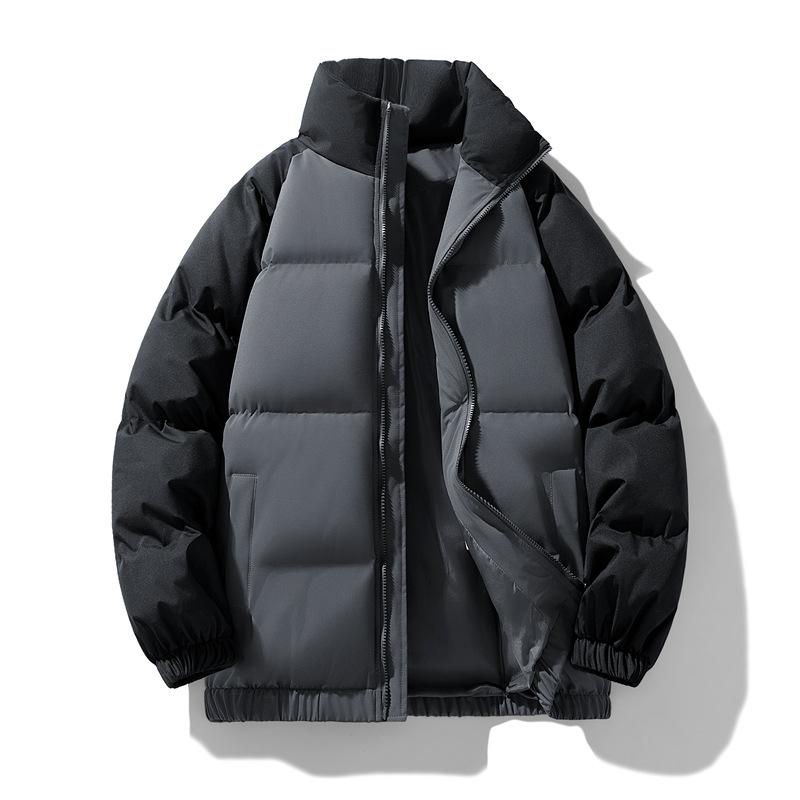 Down cotton clothes men's winter couple stand-up collar thickened warm color matching cotton clothes brand jacket large size bread clothes