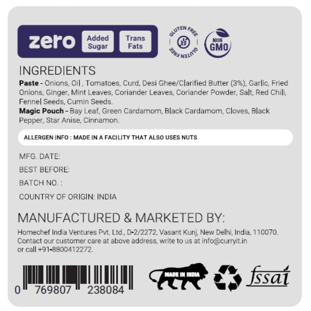 CURRYiT Hyderabadi Biryani Curry Paste 8.8 Oz Just Add Chicken, Mutton, Paneer