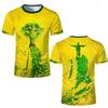 Camiseta casual de moda de manga corta con estampado de la Estatua de Cristo de Brasil en la parte delantera y trasera para uso diario en viajes
