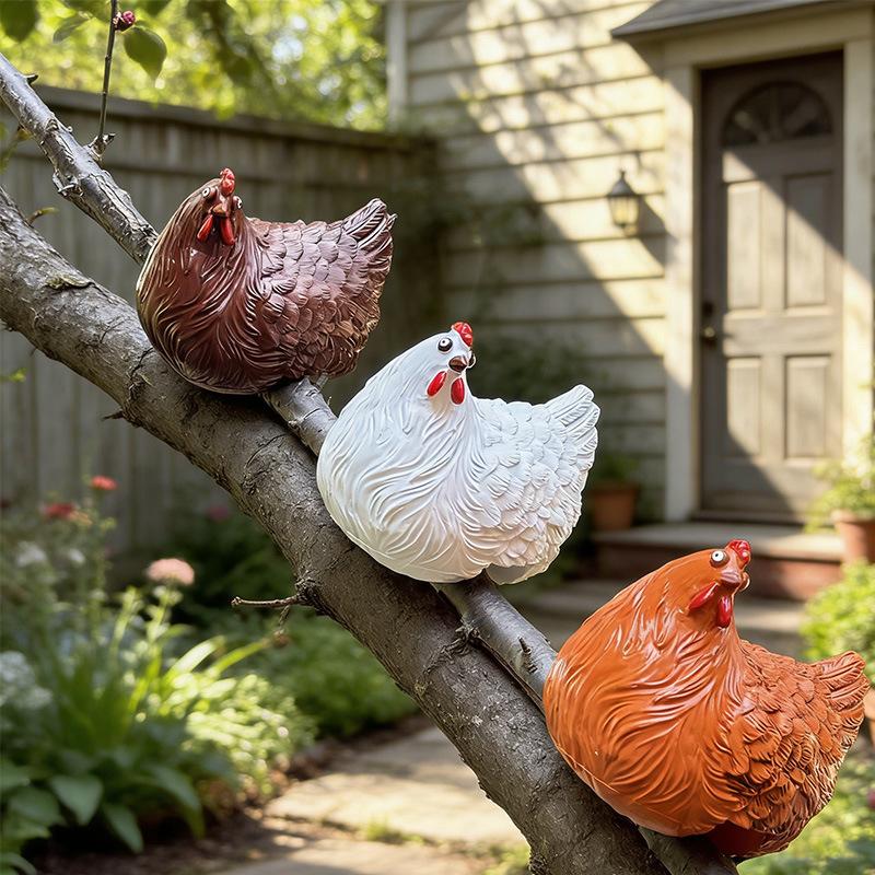 4PCS Hen Model Lifelike Chicken Crafts Statue Figure American Country Chicken Garden Art Decor Simulation Farmhouse Chicken Sculpture