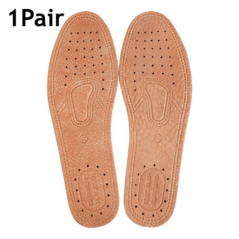 1/3 Paar Koeienhuid Schoeninlegzool voor Mannen Vrouwen Ademend Deodorant Sport Casual Lederen Inlegzolen voor Voeten Kwaliteit Platte Schoenen Zool EU44-270mm beige