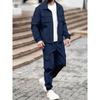 Set da Uomo Vintage Americano Aviatore Lavoro Largo Giacca con Collo a Revers e Pantaloni Lunghi
