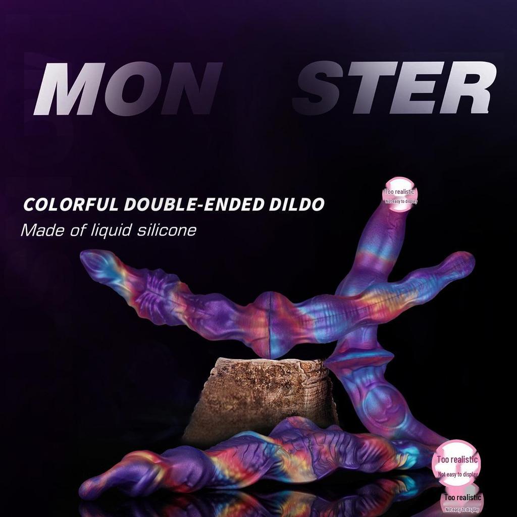 Silikon Doppelkopf Dildo: Dickes, super langes, realistisches Tierdesign Anal-Masturbationstoy