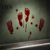 Temporary Removable Decal Halloween Blood Handprints/Footprints Wall Stickers, Decals, Spooky Waterproof Clear Pattern Window Cling DIY Decoration for