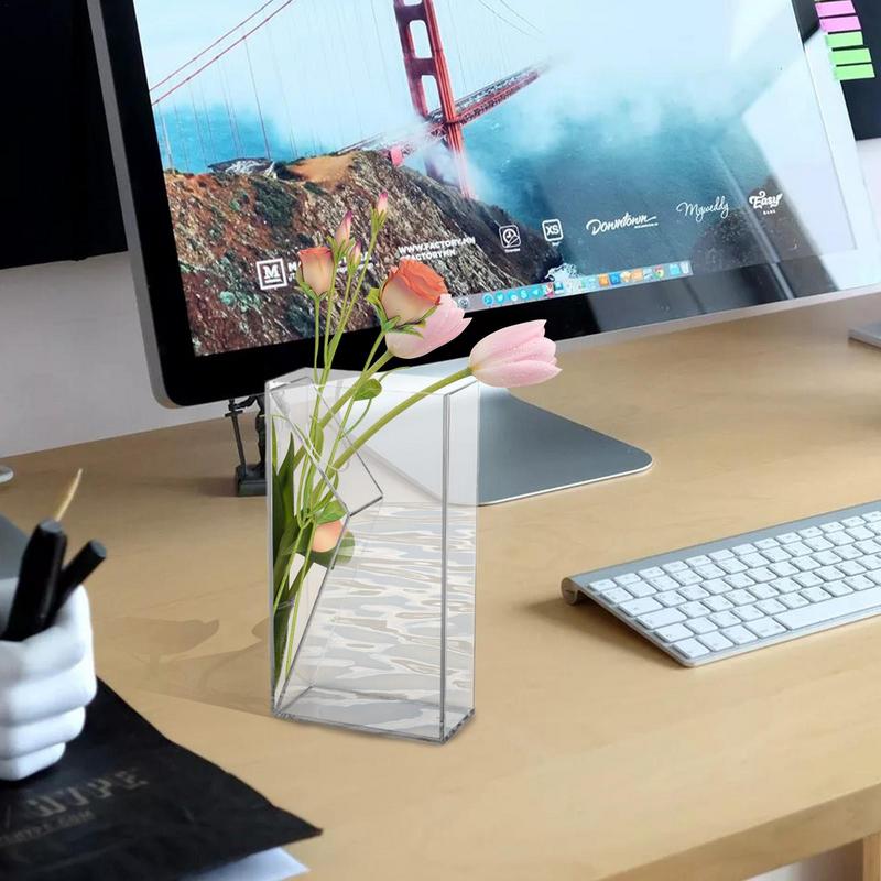 Clear Decorative Vase Floral Container Aesthetic Unique Elegant Shatter-Proof Modern Acrylic Flower Vase For Home Decor