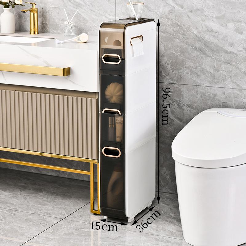 Multi-purpose Movable Bathroom Storage Rack with No Installation Required