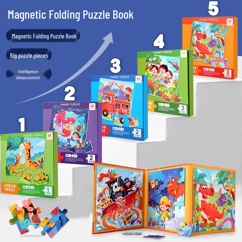 

Children s Magnetic Book Folding Puzzle: Early Education Toy for Kids Ages 3-6