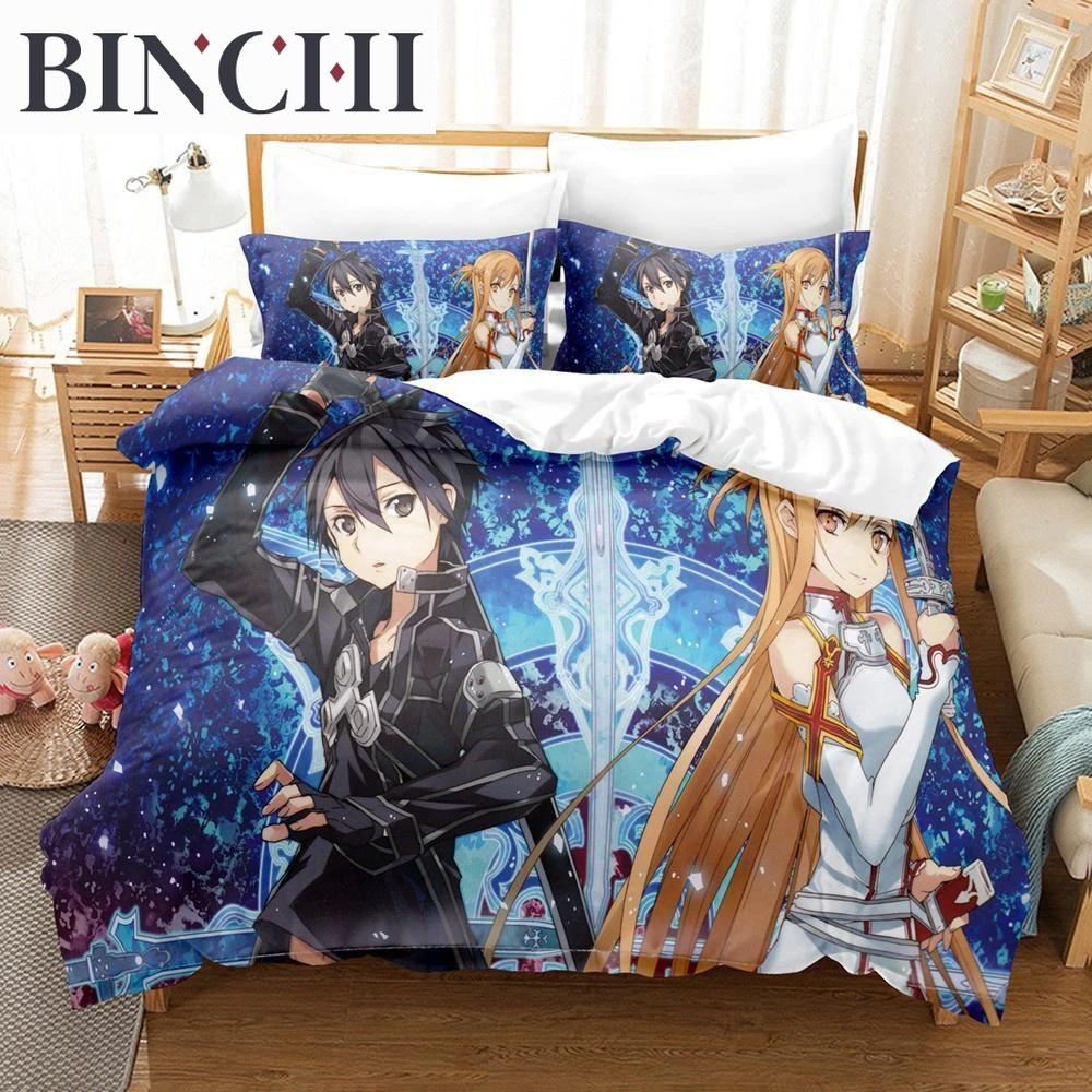 Anime Sword Art Online 3D Bedding Set Duvet Cover Pillowcase Boys Gift Home Textile Bed Linen