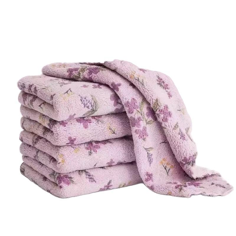 10Pcs Coral Velvet Kitchen Dish Cloth Highly Absorbent Cleaning Towel Floral Printed Thick Washing Cloths Scouring Pad