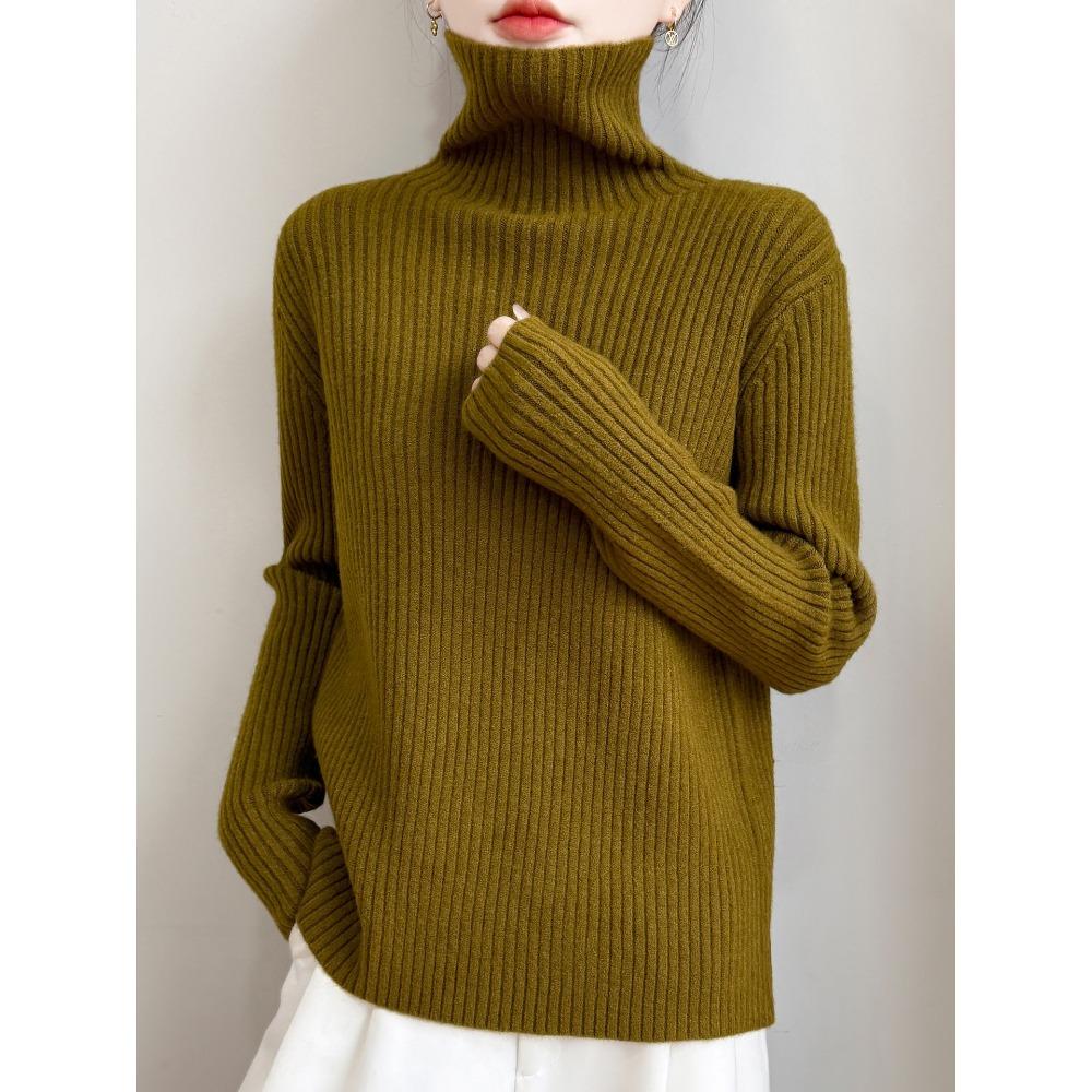Verdickter Rollkragen Strickpullover, Damenpullover mit hohem Kragen, Neues warmes Pullover-Top