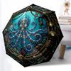 Oceanic Steampunk Octopus pattern umbrella, portable and foldable design, 8 ribs, a casual accessory for Halloween, Christmas, and birthday gifts.
