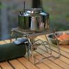Teglia Supporto Pieghevole da Esterno Acciaio Inossidabile Porta Fornello Camping Portatile Pieghevole Mini Griglia Barbecue