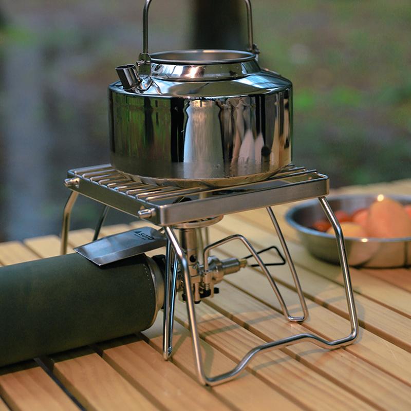 Teglia Supporto Pieghevole da Esterno Acciaio Inossidabile Porta Fornello Camping Portatile Pieghevole Mini Griglia Barbecue